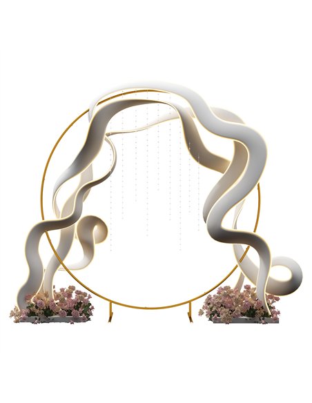 Outsunny 222cm Gold Tone Backdrop Stand, Round Metal Wedding Arch for Birthday Party, Bridal Shower, Graduation, Ceremony - pic 200762 | FastDaddyshop