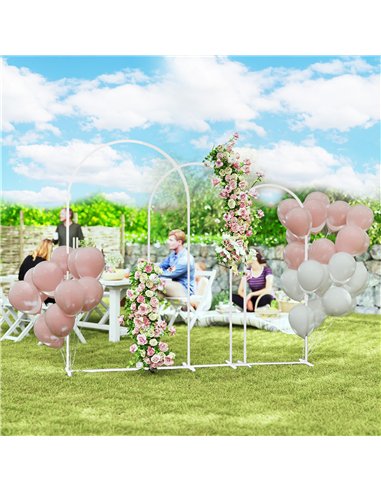 Outsunny Wedding Arch Frame Set, Metal Balloon Arch Stand Set, Balloon Arch Stand Set for Birthday Party, 2.2, 2, 1.8 m White