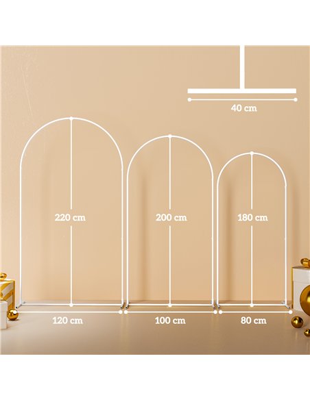 Outsunny Wedding Arch Frame Set, Metal Balloon Arch Stand Set, Balloon Arch Stand Set for Birthday Party, 2.2, 2, 1.8 m White - pic 200774 | FastDaddyshop
