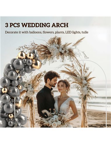 Outsunny Wedding Arch Frame Set, Metal Balloon Arch Stand Set, Balloon Arch Stand Set for Birthday Party, 2.2, 2, 1.8 m White