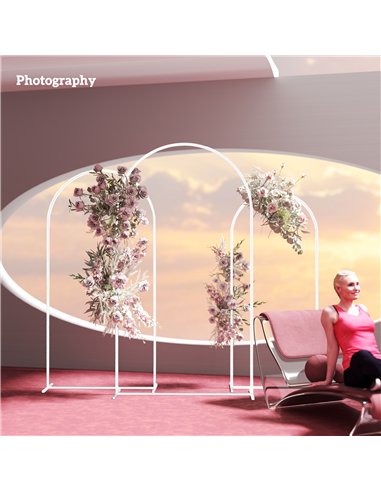 Outsunny Wedding Arch Frame Set, Metal Balloon Arch Stand Set, Balloon Arch Stand Set for Birthday Party, 2.2, 2, 1.8 m White