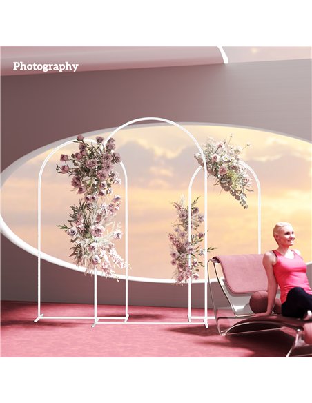 Outsunny Wedding Arch Frame Set, Metal Balloon Arch Stand Set, Balloon Arch Stand Set for Birthday Party, 2.2, 2, 1.8 m White - pic 200780 | FastDaddyshop