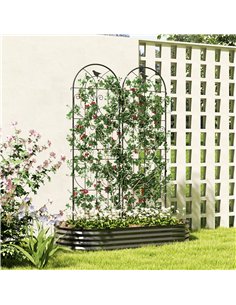 Outsunny Set of 2 Garden Trellis, Metal Fence Panels for Climbing Outdoor Plants, Flowers, 180 x 50cm 2