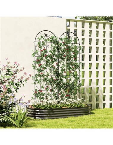 Outsunny Set of 2 Garden Trellis, Metal Fence Panels for Climbing Outdoor Plants, Flowers, 180 x 50cm