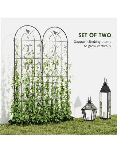 Outsunny Set of 2 Garden Trellis, Metal Fence Panels for Climbing Outdoor Plants, Flowers, 180 x 50cm