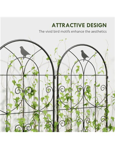 Outsunny Set of 2 Garden Trellis, Metal Fence Panels for Climbing Outdoor Plants, Flowers, 180 x 50cm