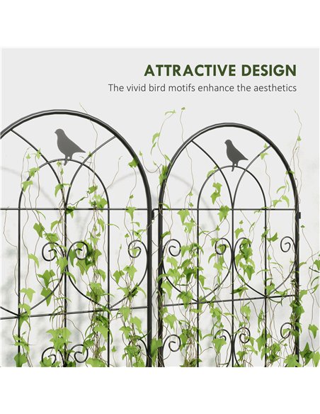 Outsunny Set of 2 Garden Trellis, Metal Fence Panels for Climbing Outdoor Plants, Flowers, 180 x 50cm - pic 200785 | FastDaddyshop