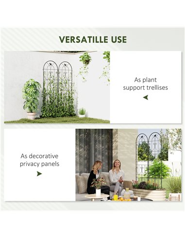 Outsunny Set of 2 Garden Trellis, Metal Fence Panels for Climbing Outdoor Plants, Flowers, 180 x 50cm