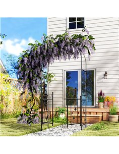 Outsunny 2.17m Steel Garden Arch with Gate, Wedding Arch for Outdoor, Garden, 107W x 45D x 217H cm Black 2