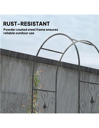 Outsunny 2.17m Steel Garden Arch with Gate, Wedding Arch for Outdoor, Garden, 107W x 45D x 217H cm Black