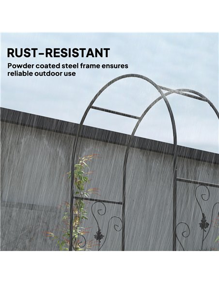 Outsunny 2.17m Steel Garden Arch with Gate, Wedding Arch for Outdoor, Garden, 107W x 45D x 217H cm Black - pic 200794 | FastDaddyshop