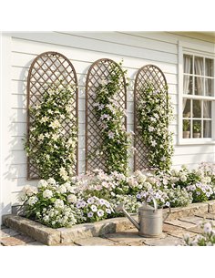 Outsunny Garden Trellis, Decorative Trellis Panels for Climbing Outdoor Plants, Vegetables, Vines, Flowers, Natural Wood Finish 2