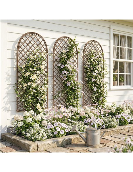 Outsunny Garden Trellis, Decorative Trellis Panels for Climbing Outdoor Plants, Vegetables, Vines, Flowers, Natural Wood Finish - pic 200809 | FastDaddyshop