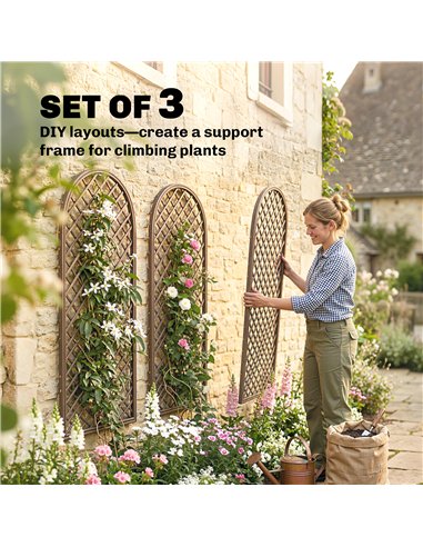 Outsunny Garden Trellis, Decorative Trellis Panels for Climbing Outdoor Plants, Vegetables, Vines, Flowers, Natural Wood Finish