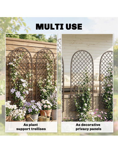 Outsunny Garden Trellis, Decorative Trellis Panels for Climbing Outdoor Plants, Vegetables, Vines, Flowers, Natural Wood Finish