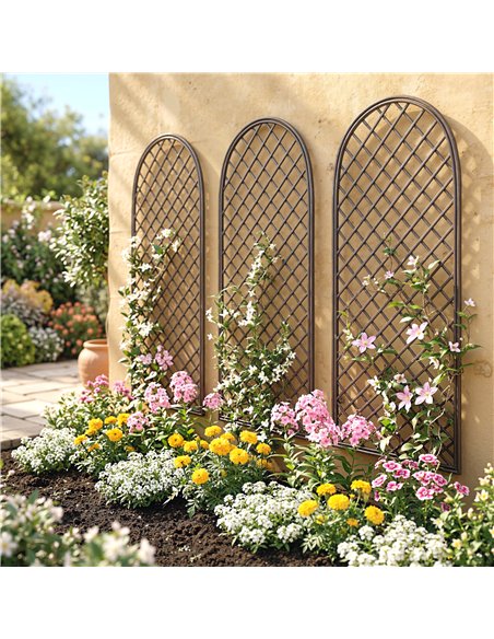 Outsunny Garden Trellis, Decorative Trellis Panels for Climbing Outdoor Plants, Vegetables, Vines, Flowers, Natural Wood Finish - pic 200815 | FastDaddyshop