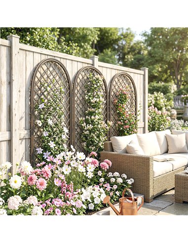 Outsunny Garden Trellis, Decorative Trellis Panels for Climbing Outdoor Plants, Vegetables, Vines, Flowers, Natural Wood Finish