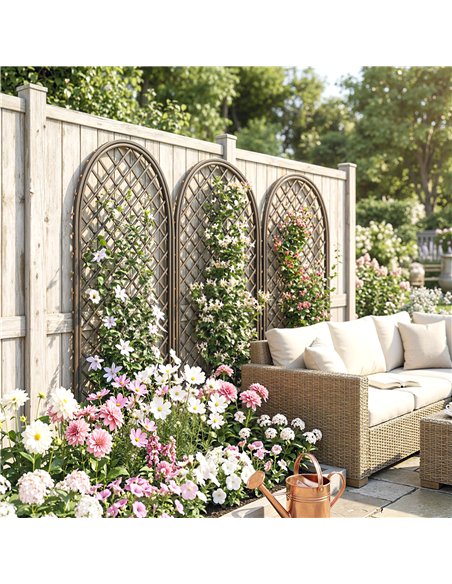 Outsunny Garden Trellis, Decorative Trellis Panels for Climbing Outdoor Plants, Vegetables, Vines, Flowers, Natural Wood Finish - pic 200816 | FastDaddyshop