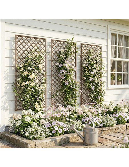 Outsunny Garden Trellis, Decorative Trellis Panels for Climbing Outdoor Plants, Natural Wood Finish - pic 200818 | FastDaddyshop
