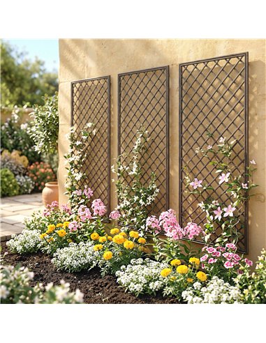 Outsunny Garden Trellis, Decorative Trellis Panels for Climbing Outdoor Plants, Natural Wood Finish