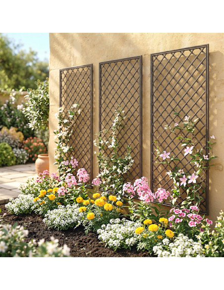 Outsunny Garden Trellis, Decorative Trellis Panels for Climbing Outdoor Plants, Natural Wood Finish - pic 200824 | FastDaddyshop
