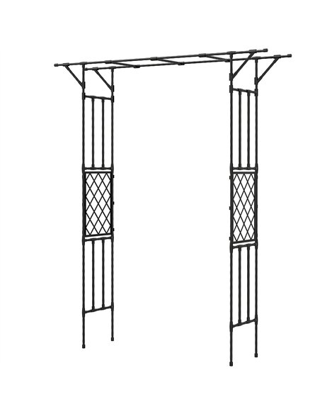 Outsunny Garden Arch, PE-Coated Steel Arbour Trellis for Climbing Plants, Rose Arch, 180 x 40 x 215 cm, Black - pic 200826 | FastDaddyshop