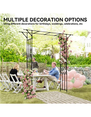 Outsunny Garden Arch, PE-Coated Steel Arbour Trellis for Climbing Plants, Rose Arch, 180 x 40 x 215 cm, Black
