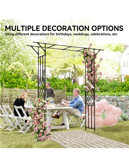 Outsunny Garden Arch, PE-Coated Steel Arbour Trellis for Climbing Plants, Rose Arch, 180 x 40 x 215 cm, Black - pic 200832 | FastDaddyshop