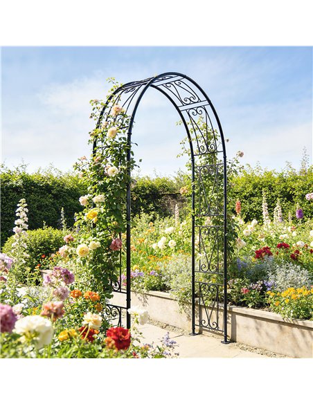 Outsunny Garden Arch, Arbour Trellis for Climbing Plants, Rose Arch for Wedding Garden Decoration, 155 x 40 x 246 cm, Black - pic 200836 | FastDaddyshop