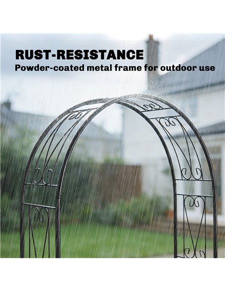 Outsunny Garden Arch, Arbour Trellis for Climbing Plants, Rose Arch for Wedding Garden Decoration, 155 x 40 x 246 cm, Black - pic 200839 | FastDaddyshop