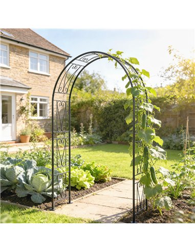 Outsunny Garden Arch, Arbour Trellis for Climbing Plants, Rose Arch for Wedding Garden Decoration, 155 x 40 x 246 cm, Black