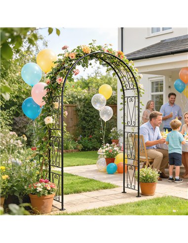 Outsunny Garden Arch, Arbour Trellis for Climbing Plants, Rose Arch for Wedding Garden Decoration, 155 x 40 x 246 cm, Black