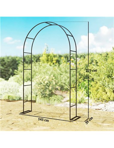 Outsunny Garden Arch, 2.4 m High x 1.5 m Wide Metal Garden Trellis for Climbing Plants, Outdoor Wedding Arch for Bridal, Black