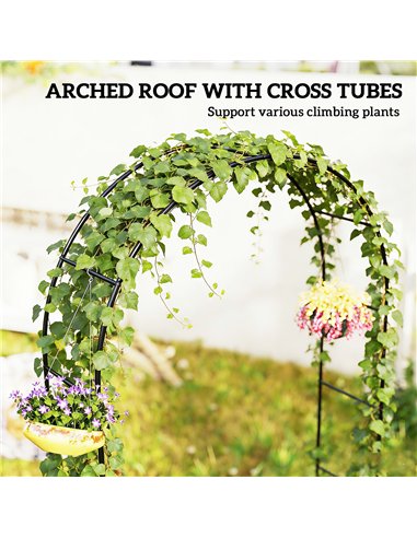 Outsunny Garden Arch, 2.4 m High x 1.5 m Wide Metal Garden Trellis for Climbing Plants, Outdoor Wedding Arch for Bridal, Black