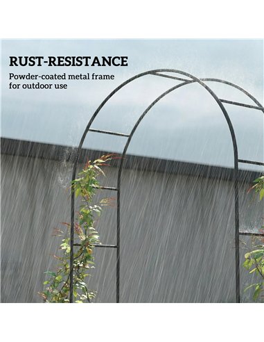 Outsunny Garden Arch, 2.4 m High x 1.5 m Wide Metal Garden Trellis for Climbing Plants, Outdoor Wedding Arch for Bridal, Black