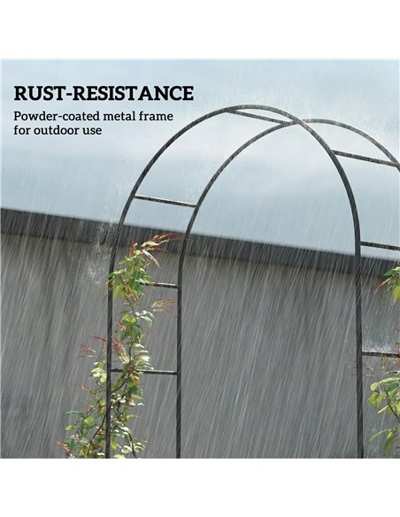 Outsunny Garden Arch, 2.4 m High x 1.5 m Wide Metal Garden Trellis for Climbing Plants, Outdoor Wedding Arch for Bridal, Black - pic 200849 | FastDaddyshop