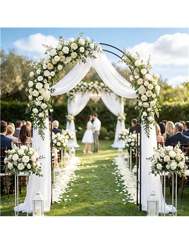 Outsunny Garden Arch, 2.4 m High x 1.5 m Wide Metal Garden Trellis for Climbing Plants, Outdoor Wedding Arch for Bridal, Black