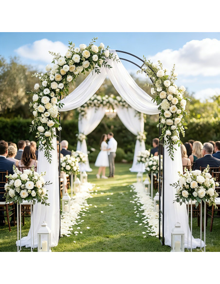 Outsunny Garden Arch, 2.4 m High x 1.5 m Wide Metal Garden Trellis for Climbing Plants, Outdoor Wedding Arch for Bridal, Black - pic 200851 | FastDaddyshop