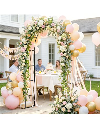 Outsunny Garden Arch, 2.4 m High x 1.5 m Wide Metal Garden Trellis for Climbing Plants, Outdoor Wedding Arch for Bridal, Black