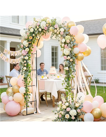 Outsunny Garden Arch, 2.4 m High x 1.5 m Wide Metal Garden Trellis for Climbing Plants, Outdoor Wedding Arch for Bridal, Black - pic 200852 | FastDaddyshop