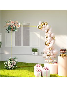 Outsunny Wedding Arch Backdrop Stand, Square Metal Arch Frame with U-shaped Stakes, Gold Wedding Arch, 6.6 FT 2