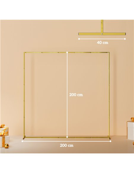 Outsunny Wedding Arch Backdrop Stand, Square Metal Arch Frame with U-shaped Stakes, Gold Wedding Arch, 6.6 FT - pic 200855 | FastDaddyshop
