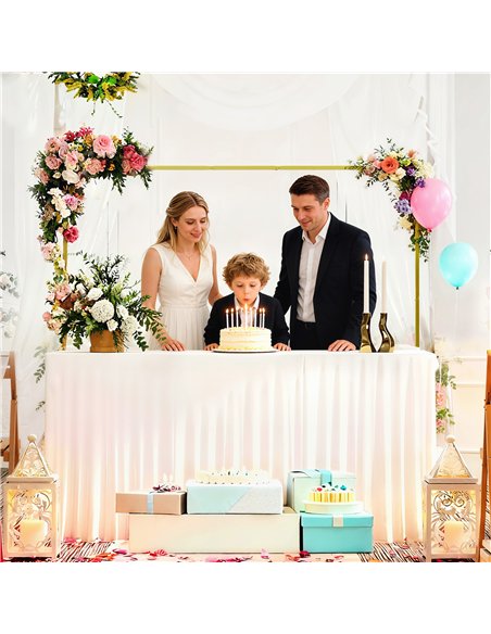 Outsunny Wedding Arch Backdrop Stand, Square Metal Arch Frame with U-shaped Stakes, Gold Wedding Arch, 6.6 FT - pic 200860 | FastDaddyshop