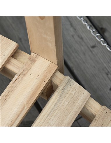 Outsunny Small Fir Wooden Garden Bridge, Arch Walkway with Metal Chain Railings for Landscape Creek Pond, Natural Wood