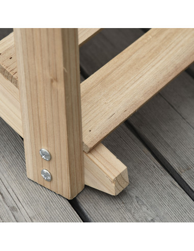 Outsunny Small Fir Wooden Garden Bridge, Arch Walkway with Metal Chain Railings for Landscape Creek Pond, Natural Wood