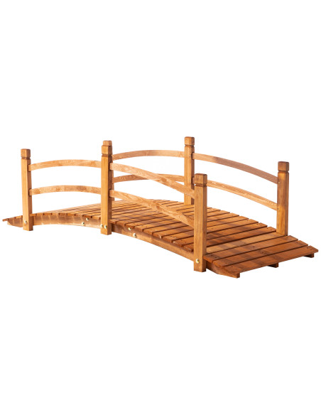 Outsunny 6FT Wooden Garden Bridge with Safety Railings, Classic Arc Footbridge for Stream Pond Walkway, Orange - pic 200870 | FastDaddyshop