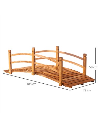 Outsunny 6FT Wooden Garden Bridge with Safety Railings, Classic Arc Footbridge for Stream Pond Walkway, Orange