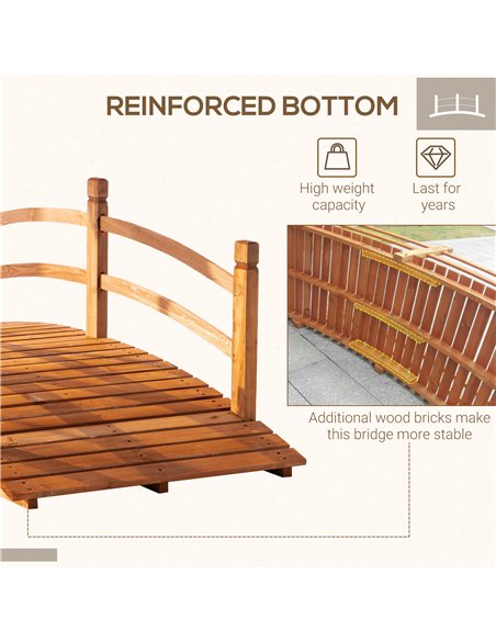 Outsunny 6FT Wooden Garden Bridge with Safety Railings, Classic Arc Footbridge for Stream Pond Walkway, Orange - pic 200874 | FastDaddyshop