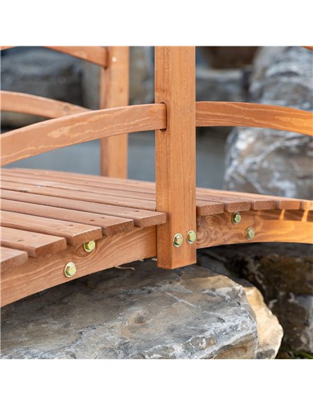 Outsunny 6FT Wooden Garden Bridge with Safety Railings, Classic Arc Footbridge for Stream Pond Walkway, Orange - pic 200878 | FastDaddyshop