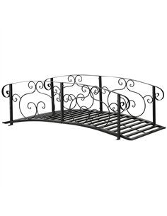 Outsunny 184cm Metal Arch Garden Garden Bridge, Safety Siderails, Arc Footbridge for Garden Creek, Stream, Pond, Black